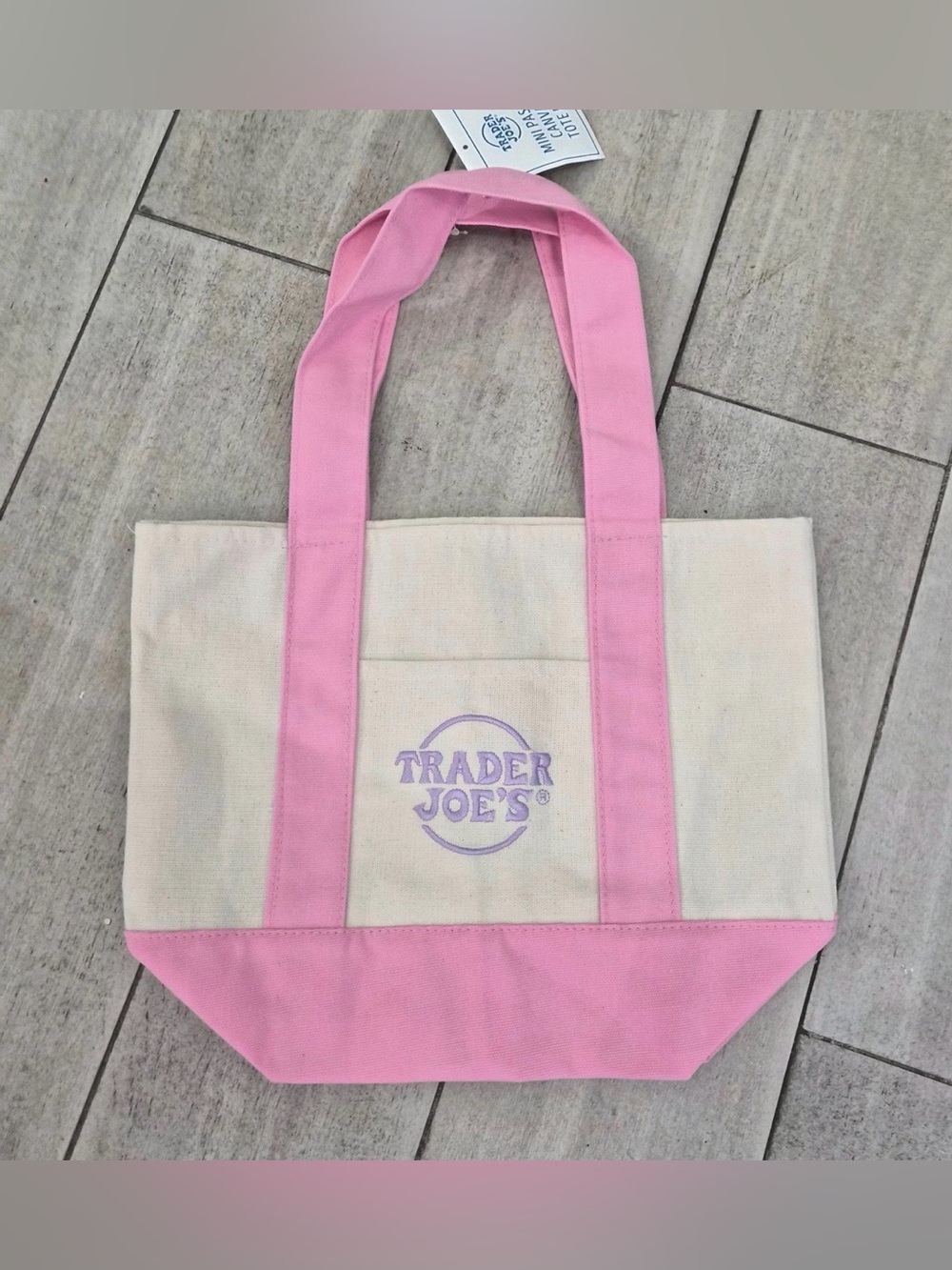 Pink & Cream Canvas Tote Bag - Picture 4 of 4
